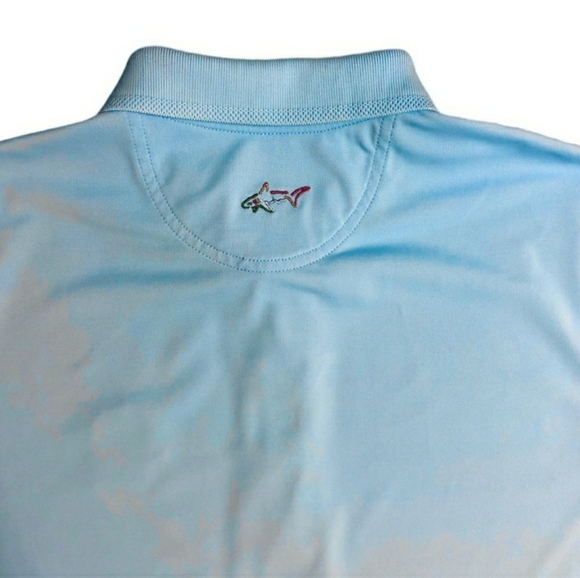 GREG NORMAN Blue Short Sleeve Pique Collar Polo Shirt Size Large - Picture 4 of 6